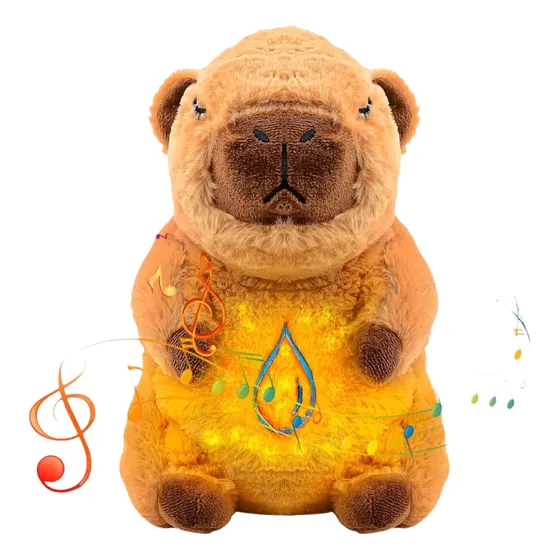 Peluche De Apego Capibara Respira 30 Cm Luz Y Sonido Duerme
