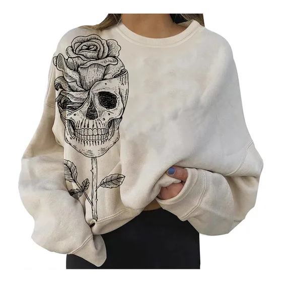 Dama Long Sleeve Shirt Print Casual Fashion Hoodie Large