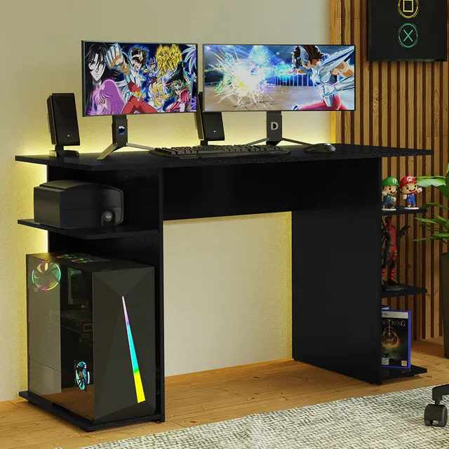 Escritorio Gamer Moderno para PC y Consola Madesa 9424 - Negro