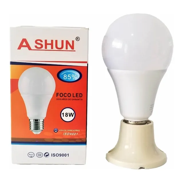 2 Foco Led Marca Ashun Modelo Bombillo De 18w - Blanco Frio