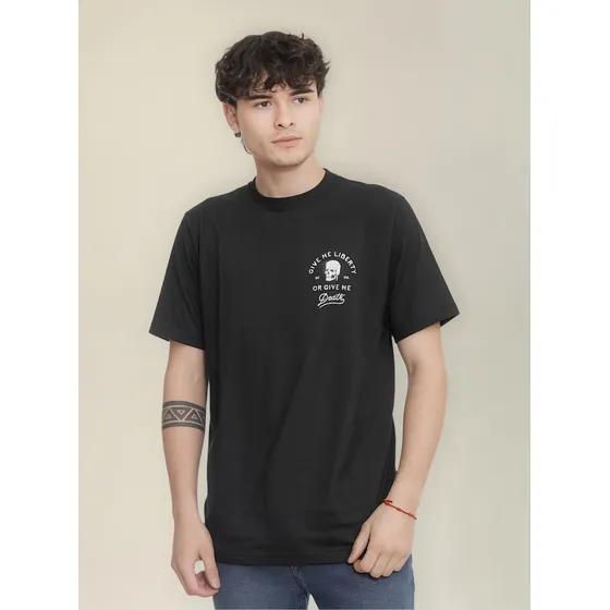 Remera Negra Estampada Algodon Hombre Exotikeo