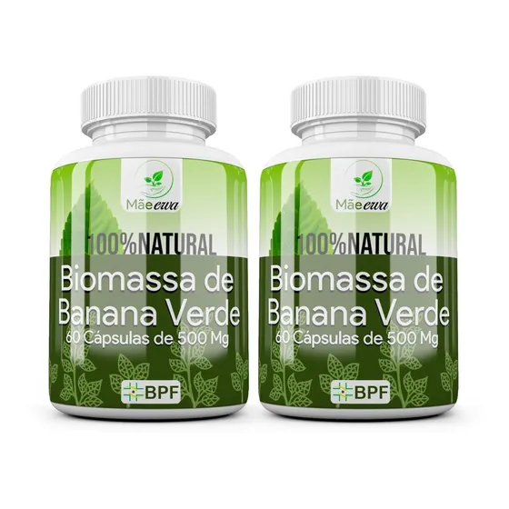 Biomassa De Banana Verde 120 Cápsulas De 500mg Kit 2 Potes