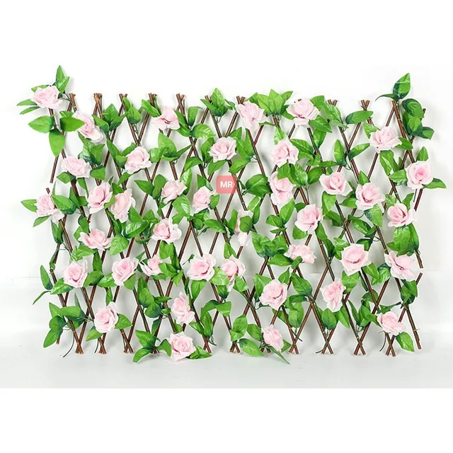Rejilla Biombo De Hojas Verde Flores Artificial Decorativa
