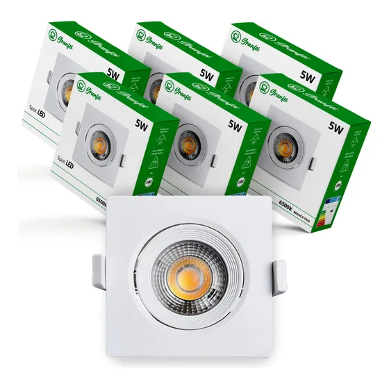 Kit 10 Luminária Teto Spot Led 5w Direcionável 3000k 6500k
