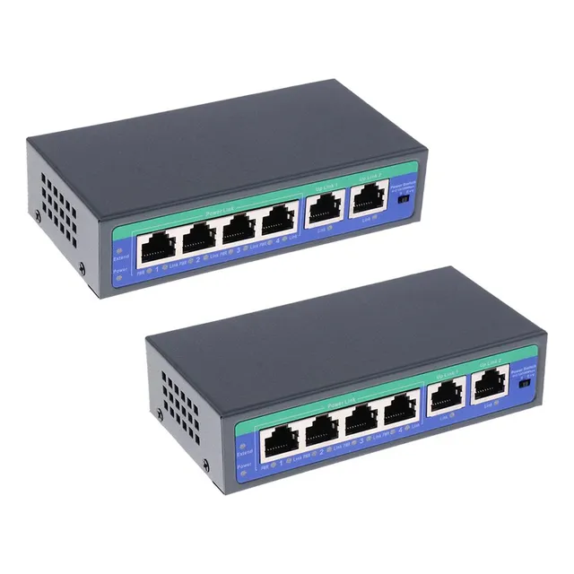 2pcs 6 Port 100mbps 4 Poe Port \u0026 2 Uplink Power Over