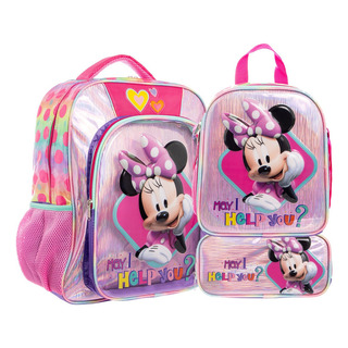 Kit Mochila Minnie Mouse Lonchera Lapicera Primaria Original Kit Mochila Minnie Mouse Lonchera Lapicera Primaria Original