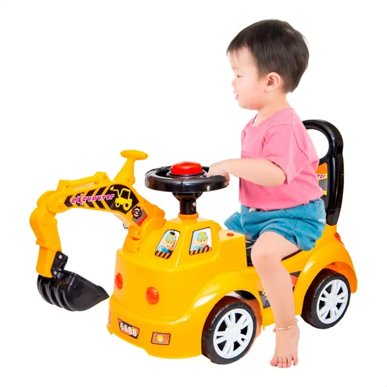 Trator De Brinquedo Escavadeira Gigante Veículo Infantil Cor Amarelo