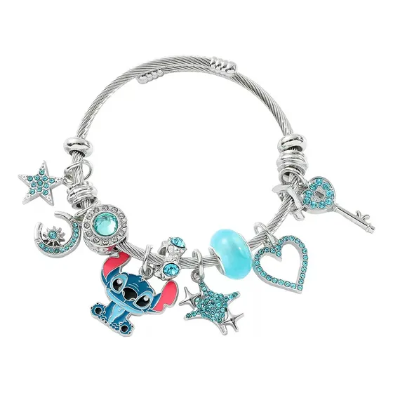 Pulsera Plata Para Stitch Dije Ajustable Joyeria Mujer