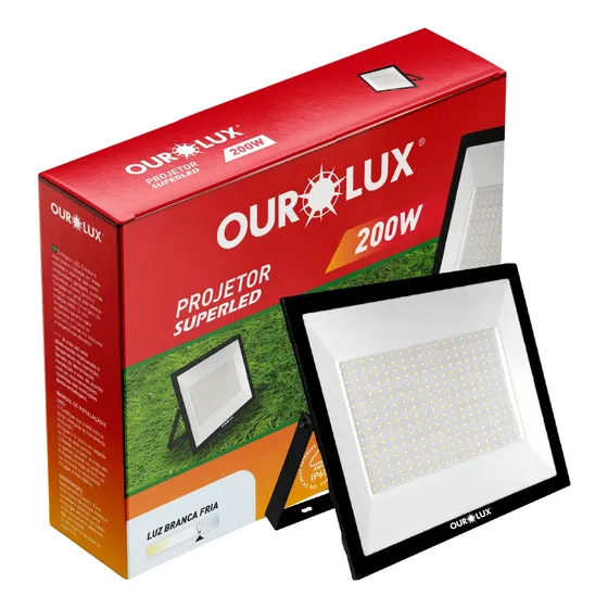 Refletor Projetor Led 200w Branco Frio Biv Ourolux