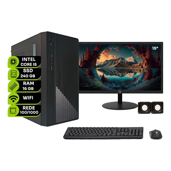 Computador Intel Core I5 2400 Ddr3 16gb Ssd 240gb Monitor 15