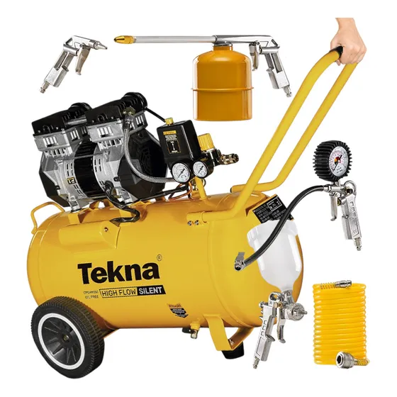 Compressor Ar Pintura Silencioso 2.5hp 50 Litros + Kit Pinta
