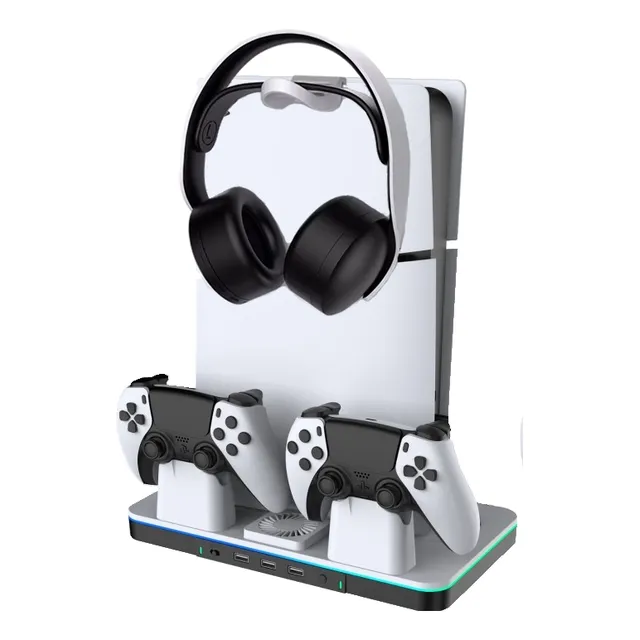 Base De Apoyo + Carga + Cooler + 3 Usb + Rgb Para Sony Ps5