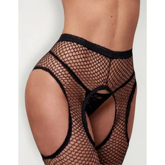 Panty Medias Red Abierto Portaligas Lenceria Mujer Can Can