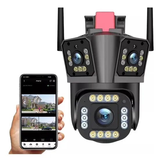 Cámara De Seguridad Vigilancia Ptz De 3 Lentes Wifi Sirena