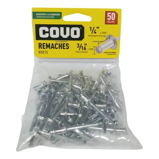 Remaches De Aluminio 3/16 X 1/4 Pack 50 Unidades.