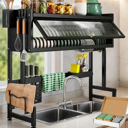 Escorredor Louca Suspenso Preto 65 Cm Em Aço Carbono Preto