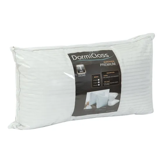 Almohada 90 X 50 King Size Vellón Siliconado Premium Fibra Color Blanco
