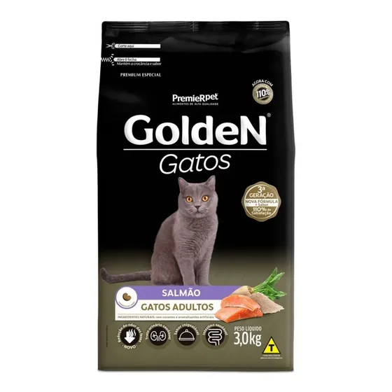 Ração Seca Golden Salmão Para Gatos Adultos 3kg