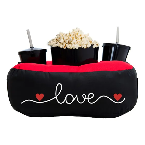 Almofada Porta Pipoca Bicolor Casal Namorados Love Forever Cor Preto