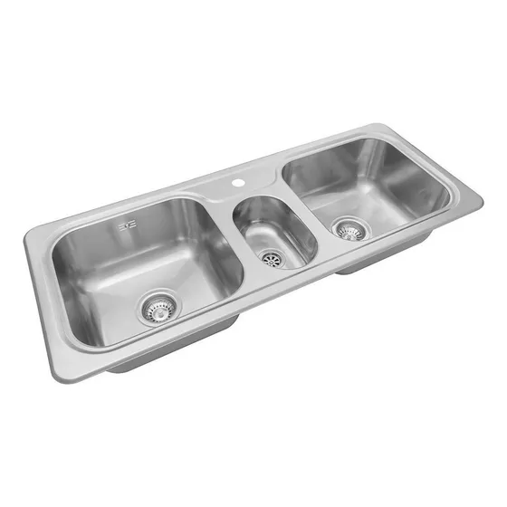 Bacha Pileta Cocina Triple Johnson Hydra J107 Acero Inox Color Acero inoxidable