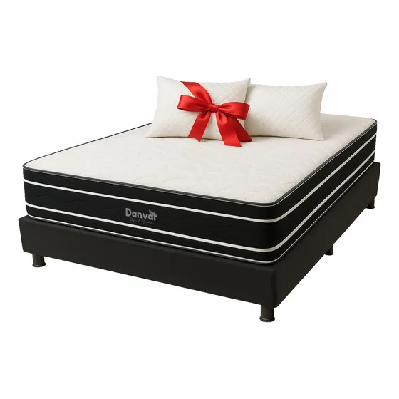 Colchón Pillow Euro+regalo Base Cama 1.20x1.90 Color Negro