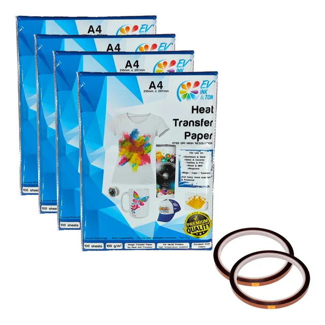 Papel De Sublimación 400 Hojas Y 2 Cinta Térmica Evink&ton