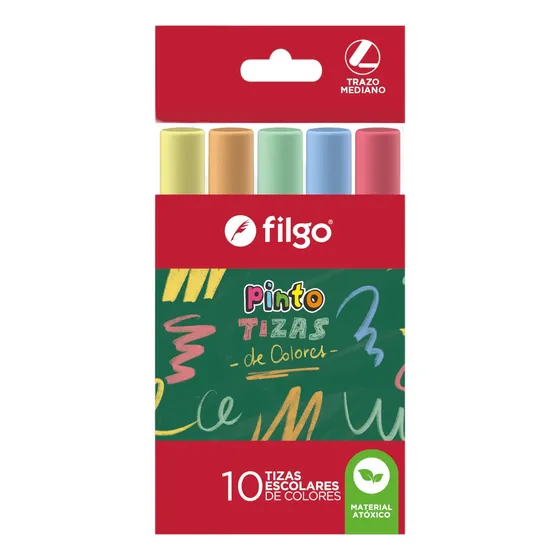 Tizas Escolares Filgo Pinto Caja X 10 Unidades Colores Color Multicolor