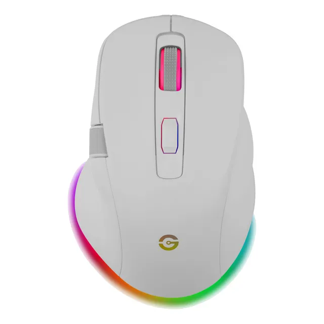 Mouse Gamer Getttech, Inalámbrico/Alámbrico, Bluetooth, USB, 6400DPI, Retroiluminación RGB, Blanco, GGM-RGBTR-01-WH