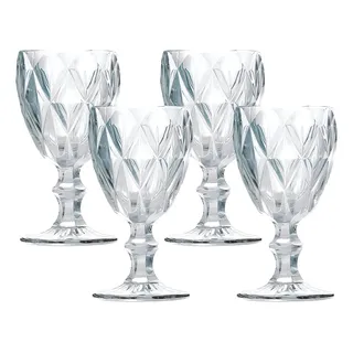 Jogo 4 Taças Ăgua Vidro Diamond Clear 310ml Class Home Jogo 4 Taças Ăgua Vidro Diamond Clear 310ml Class Home