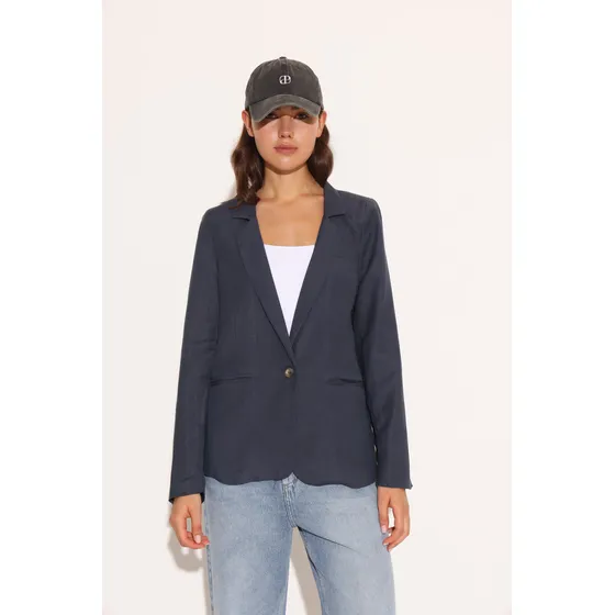 Blazer De Lino-viscosa Con Solapa Fina Mujer Portsaid