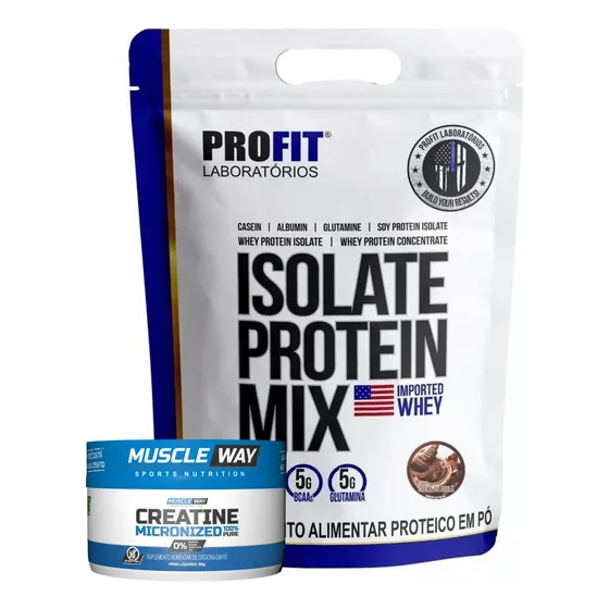 Whey Protein Isolado Mix 900g Profit +1x Creatina 100% Pura