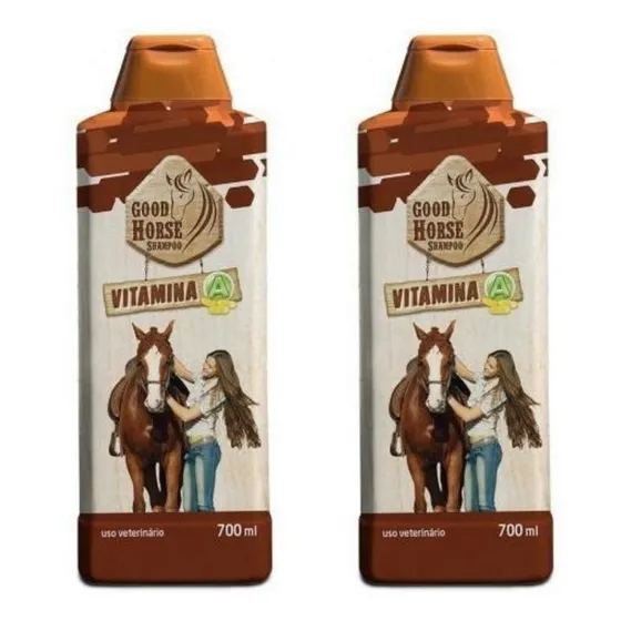 Kit Com 2 Shampoo Procanine Good Horse Com Vitamina A 700 Ml