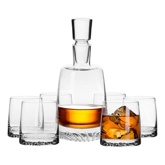 Set De Whisky De Cristal Krosno Fjord 1 Botellón + 6 Vasos