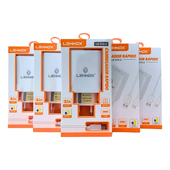 Kit 05 Carregador Micro-usb V8 Atacado Revenda Barato