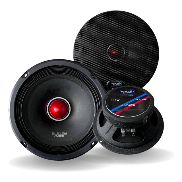 Par De Medios Rangos 6.5'' Con Rejillas Est-620 Eleven Audio Negro