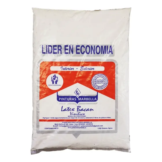 Pintura En Bolsa Látex Vinilico 2.6kg Marbella Color Blanco Terminacion Mate