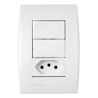 Conjunto 2 Interruptor Paralelo E 1 Tomada 10a Soprano Ilus Conjunto 2 Interruptor Paralelo E 1 Tomada 10a Soprano Ilus