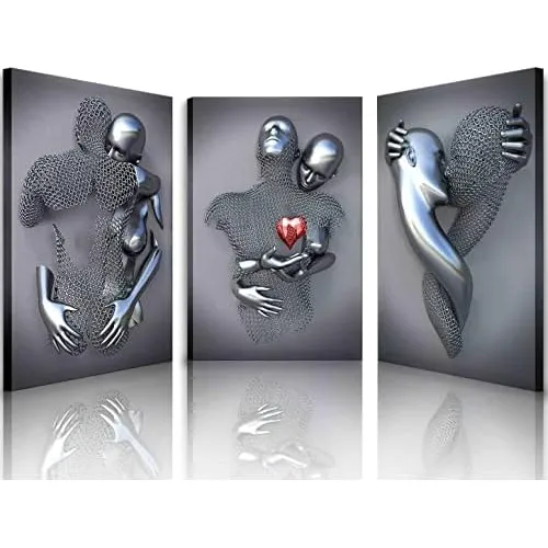 Arte De Pared Enmarcado Dormitorio, Efecto Metálico 3d...