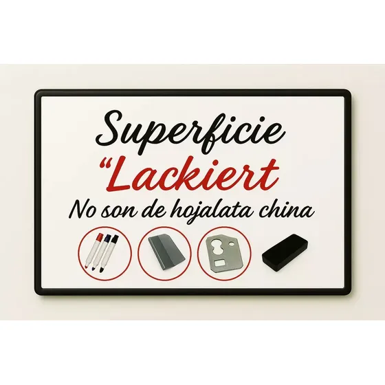 Pizarra Blanca 80x120cm Marco Plástico + Accesorios Gratis