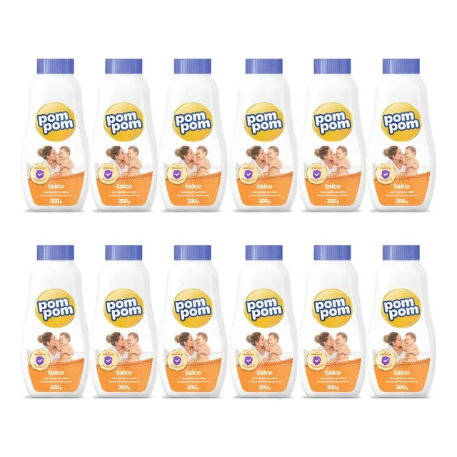 Caixa Com 12un. - Talco Infantil Pom Pom 200g