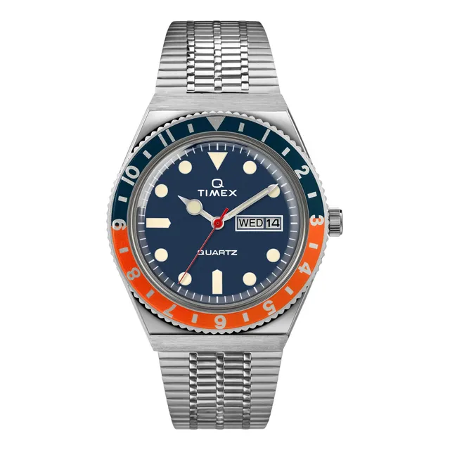 Reloj De 38 Mm De Q Hombre Azul / Naranja Caja De W63vw