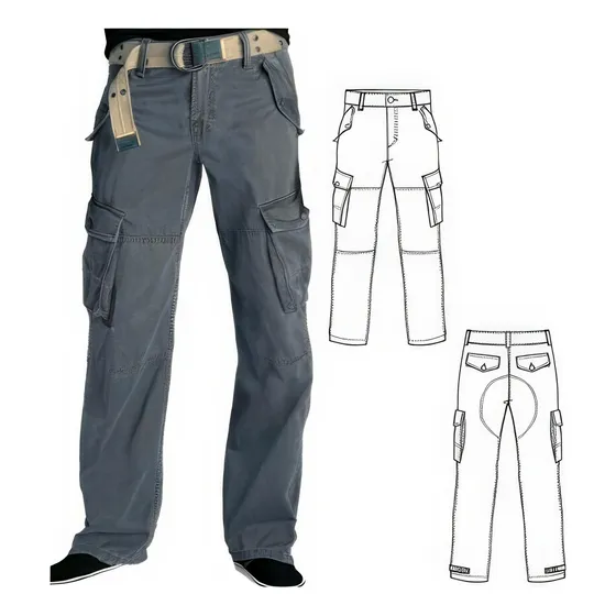 ( Moldes De Ropa)  Pantalon Cargo Hombre 0907