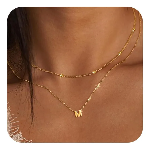 Collar De Oro 14k Con Inicial Para Mujer
