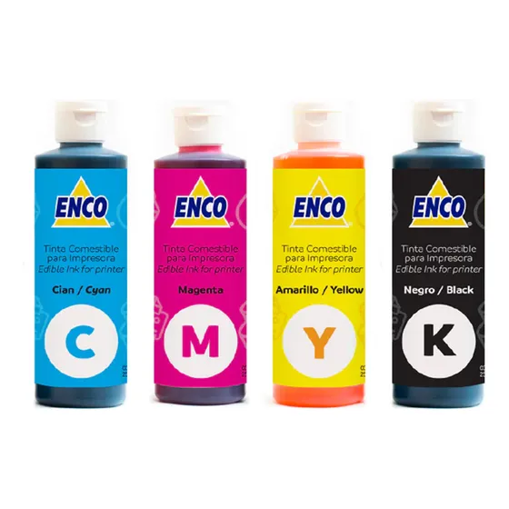 Kit 4 Tintas Comestibles Para Impresora Enco 250 Ml