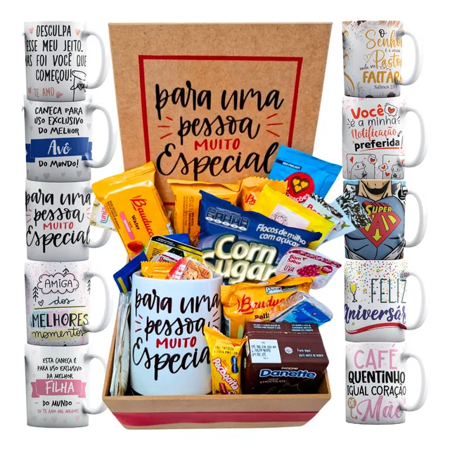 Cesta De Café Da Manhã Completa Com 32 Itens + Caneca