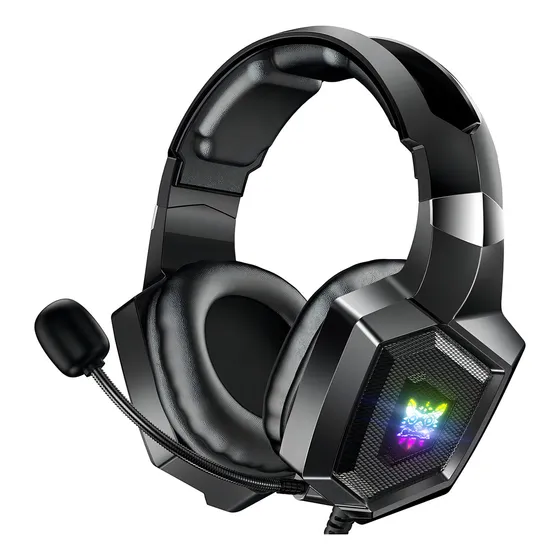 Fones de ouvido Onikuma K8 Gamer Rgb Led Light Surround Sound Color Preto