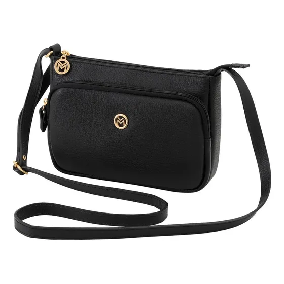 Bolsa Feminina Couro Legítimo Transversal Mariart Rosalina Preto