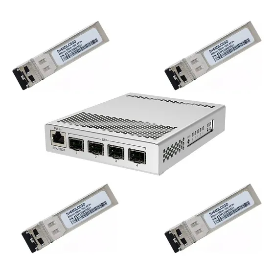 Kit Mikrotik Crs305-1g-4s+in C/ 4 Gbic Multimodo  10gb Sfp+
