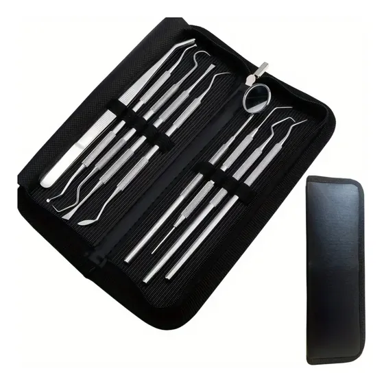 Kit Dental Básico Odontologia Acero Inoxidable + Estuche