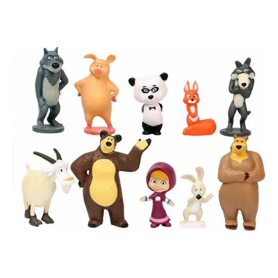 10 Figuras De Acción De Anime De Masha Y El Oso, Juguetes Y
